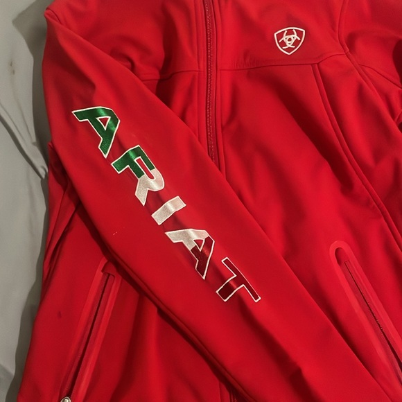 RED ARIAT JACKET WITH MEXICO FLAG - Picture 2 of 4